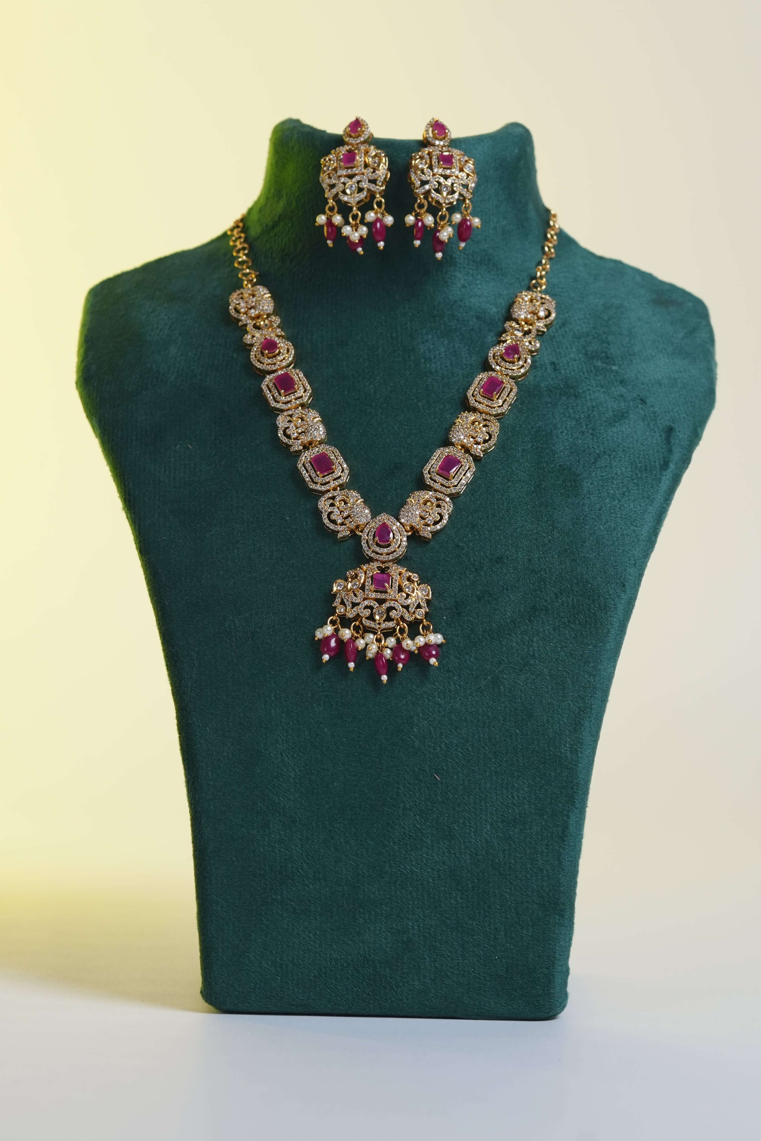 cz necklace with ear rings for women