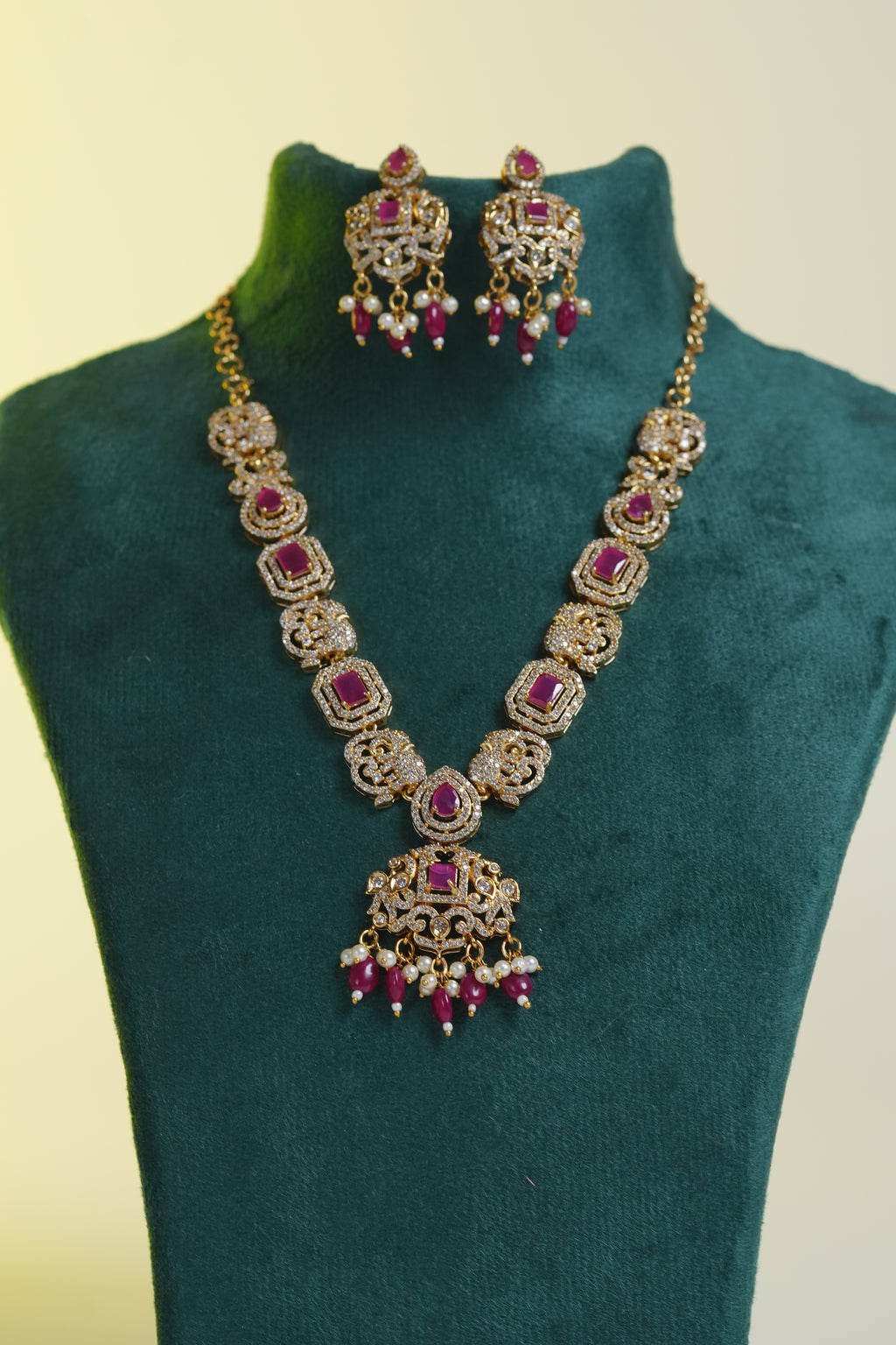 cz necklace with ear rings for women