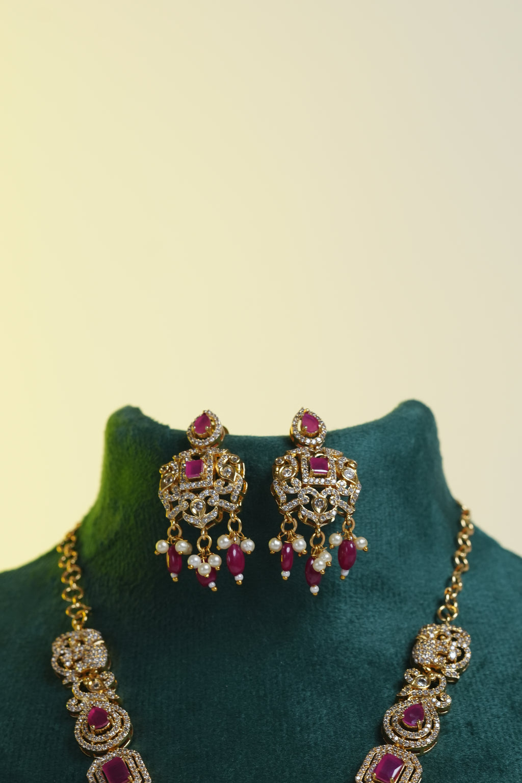 cz necklace with ear rings for women